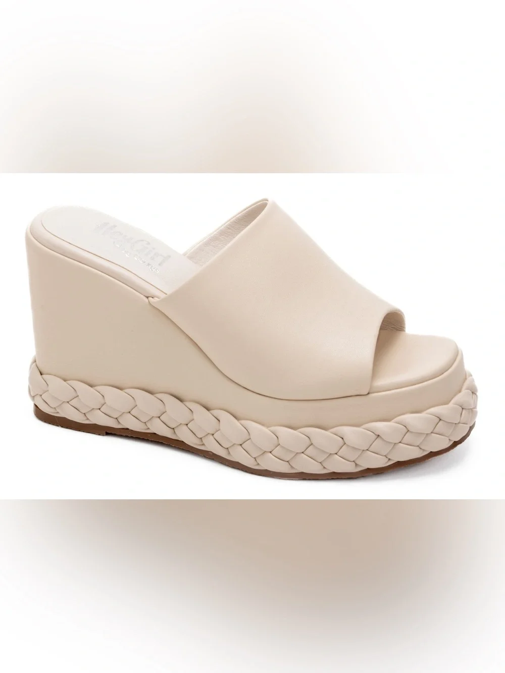 NWOT Hey Girl by Corky’s Bohemian Ivory Vegan Slip on Braided Platform Wedges